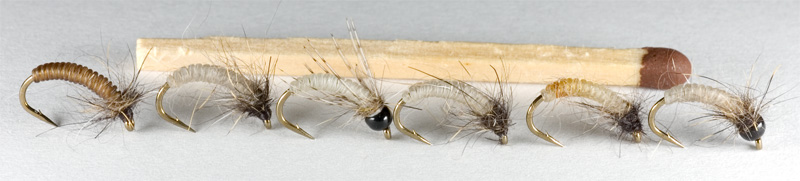 micro nymphs tied with catgut biothread